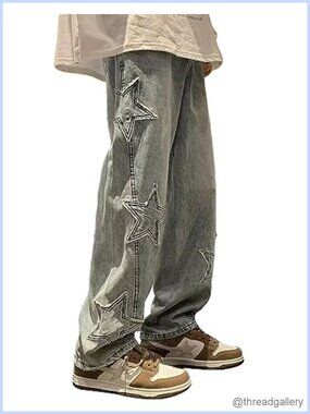 High Waist Star Cargo Jeans Wide Leg Y2K Streetwear Women